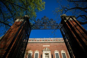 Gate that leads into Harvard Yard.
