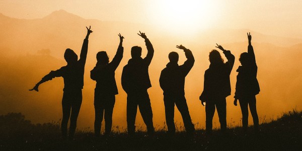 Silhouette of youth at sunset.