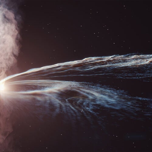 Black hole spewing star debris.