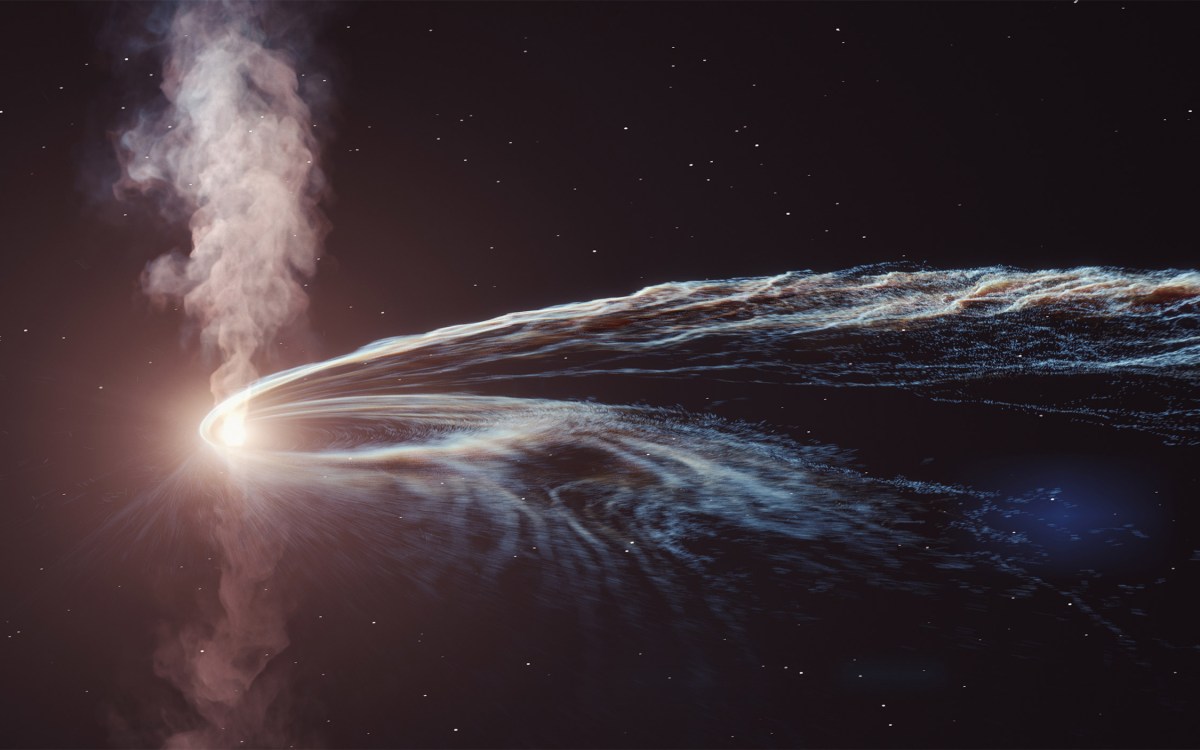 Black hole spewing star debris.