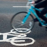Cyclist in bike lane.