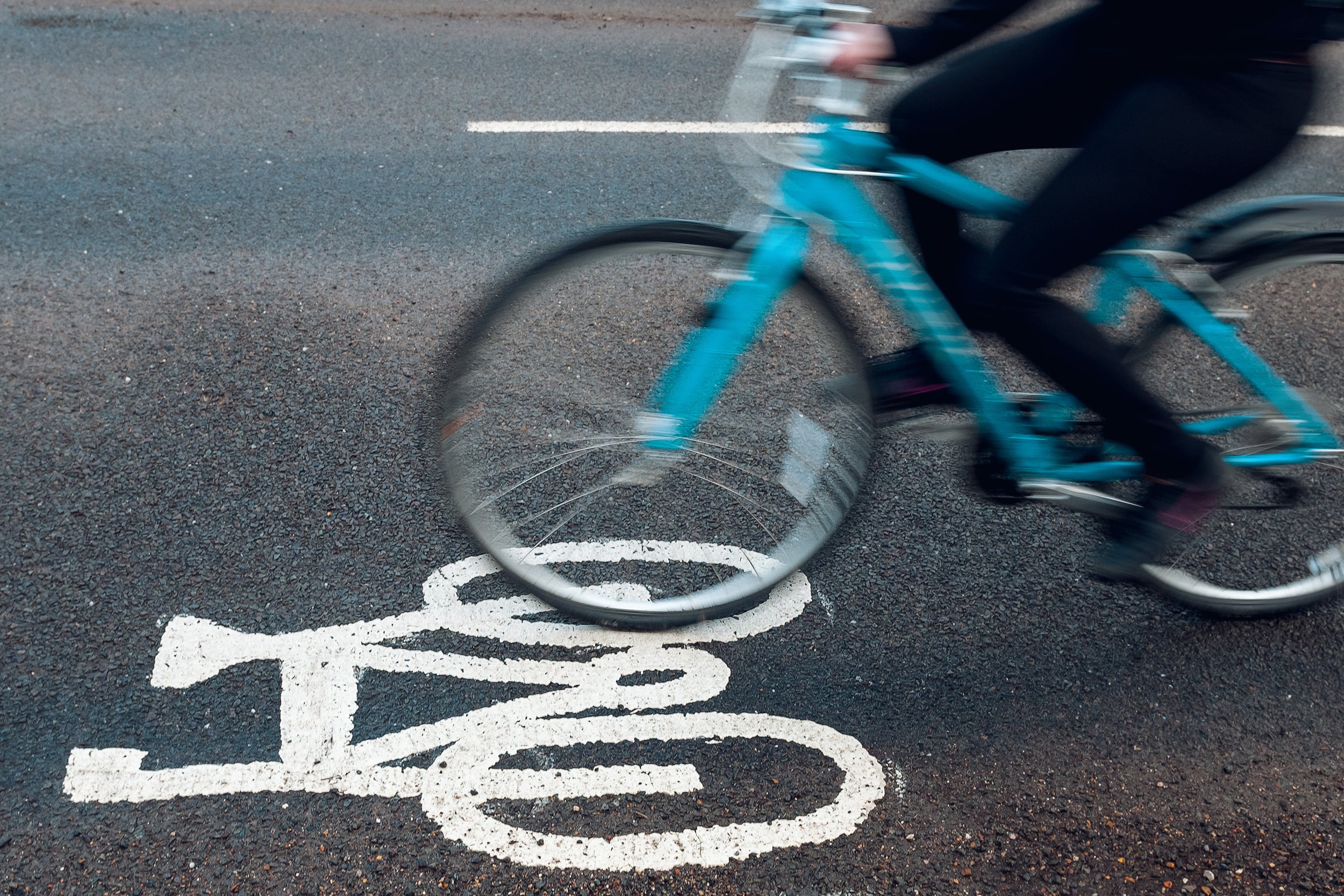Cyclist in bike lane.