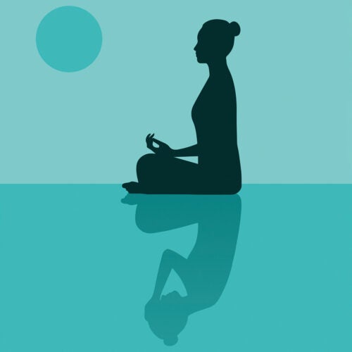 Illustration of a stressed person meditating.
