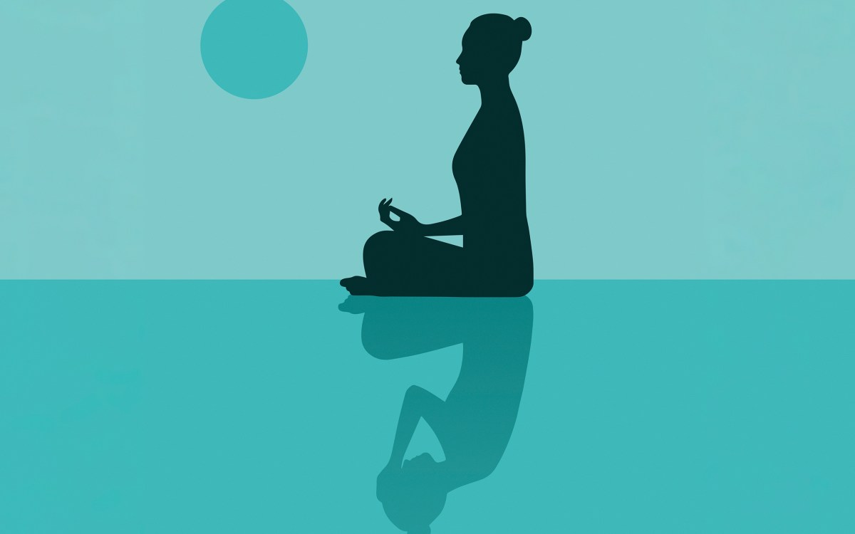 Illustration of a stressed person meditating.