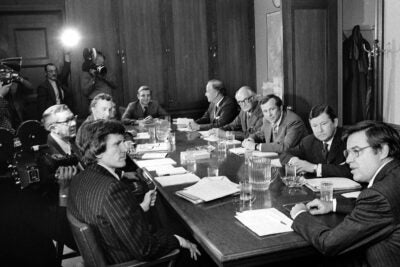 Members of the special Senate Committee created to investigate the CIA, FBI and other U.S. Intelligence gathering agencies in 1975.