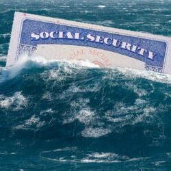 Photo illustration of Social Security underwater.