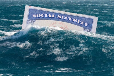 Photo illustration of Social Security underwater.