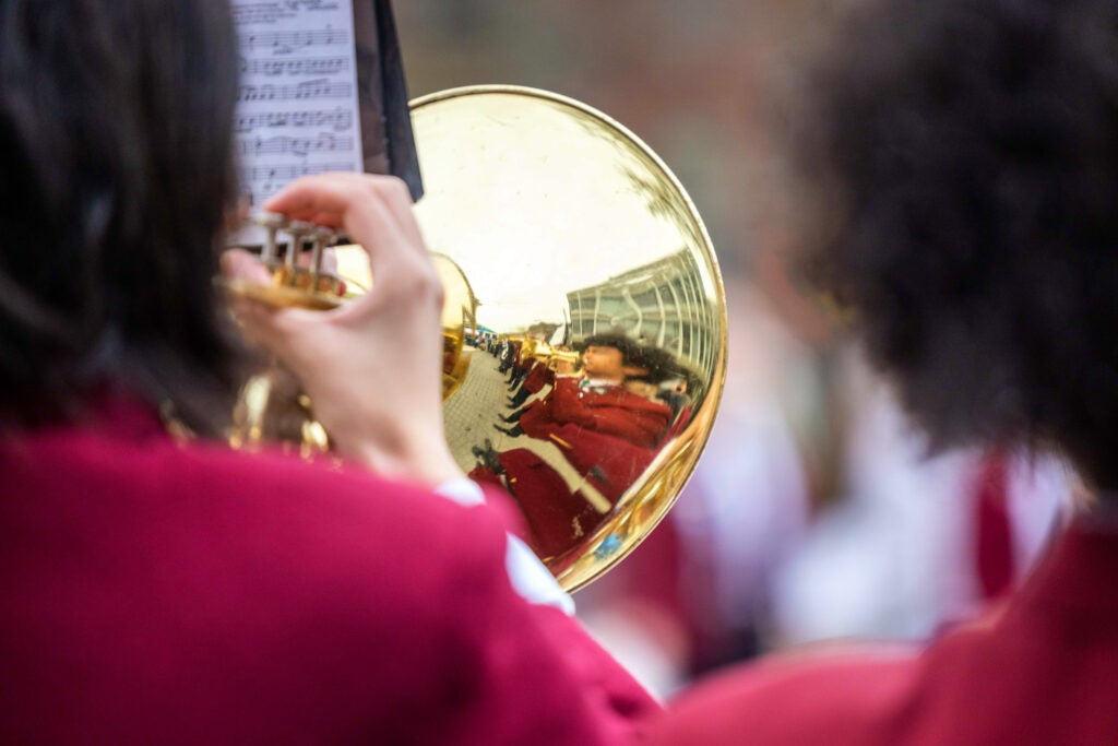 The Harvard University Band performs during the Arts First Festival.