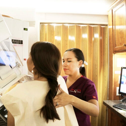Patient receives a mammogram.