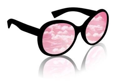 Illustration of rose-colored glasses.