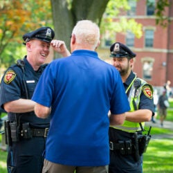 Harvard University police in Harvard Yard.
