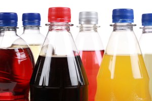 Bottles with soft drinks