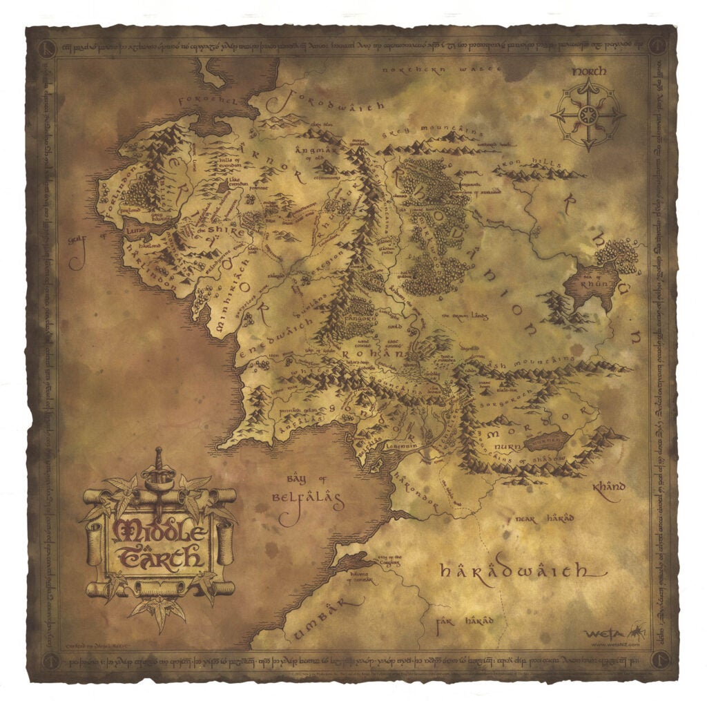 A Map of Middle-Earth accompanying "Lord of the Rings" movies.