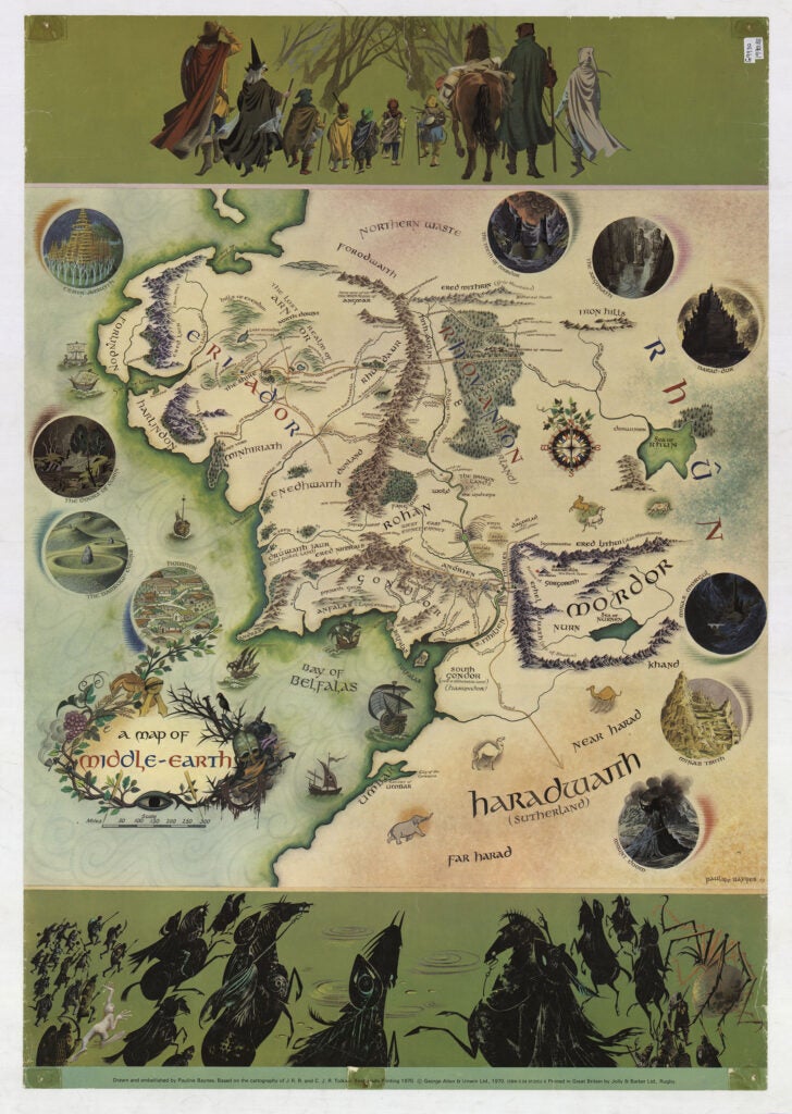 A Map of Middle-Earth used as a Lord of the Rings poster.