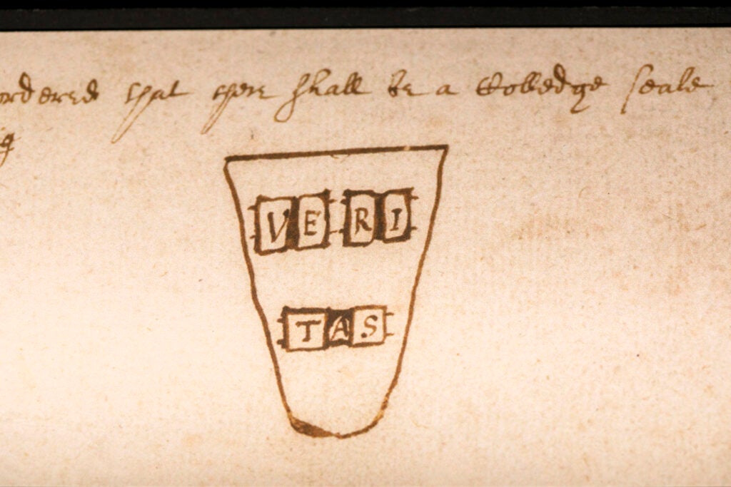 Sketch of Veritas shield.