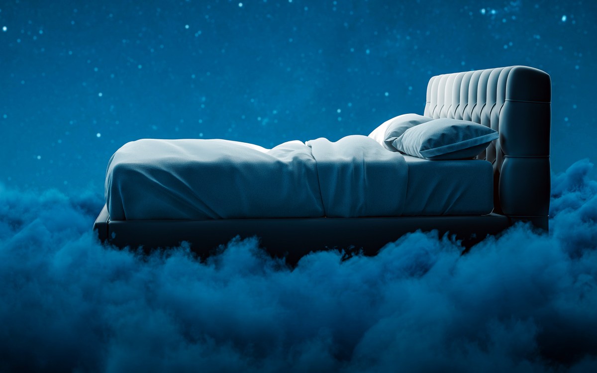 Illustration of bed in the clouds.