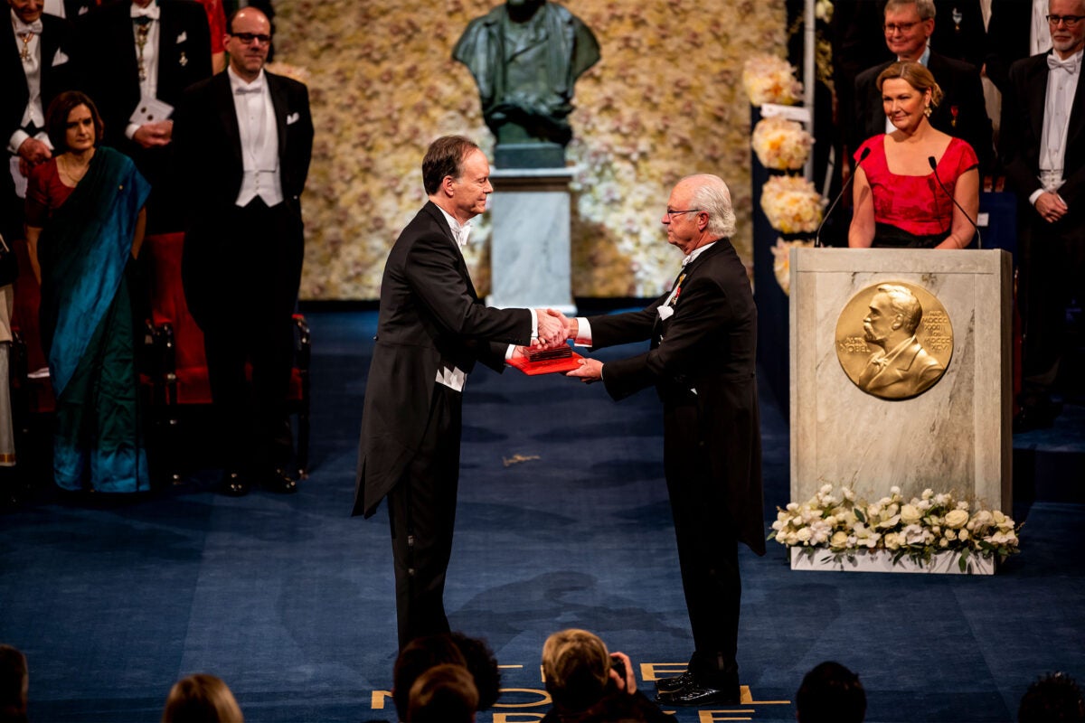 William G. Kaelin Jr. receiving his Nobel Prize in 2019, with