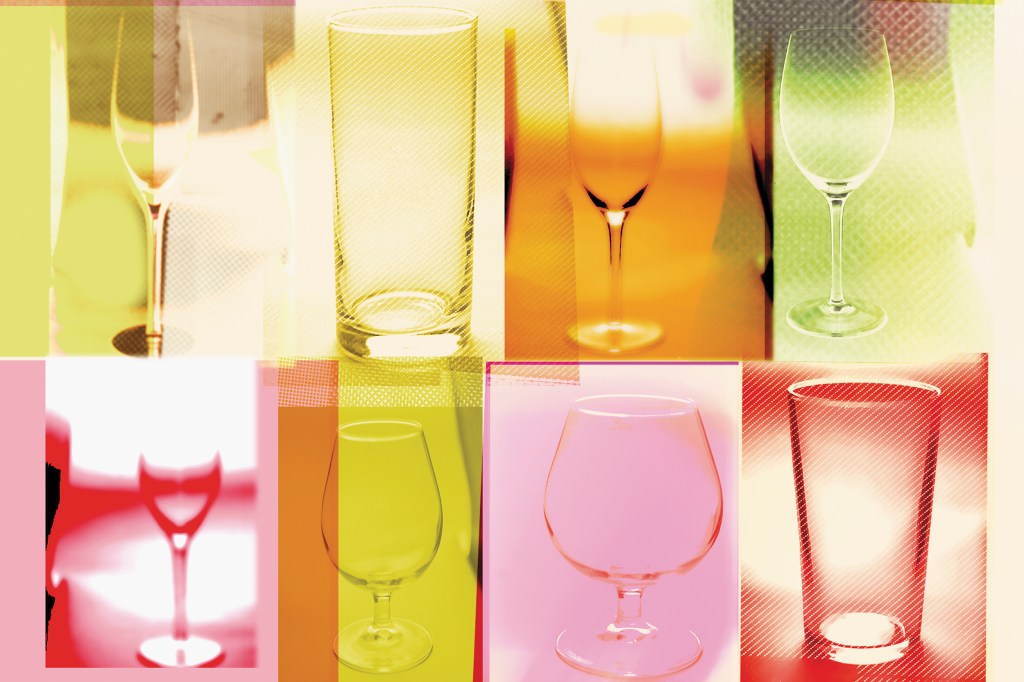Collage of various alcohol glasses.