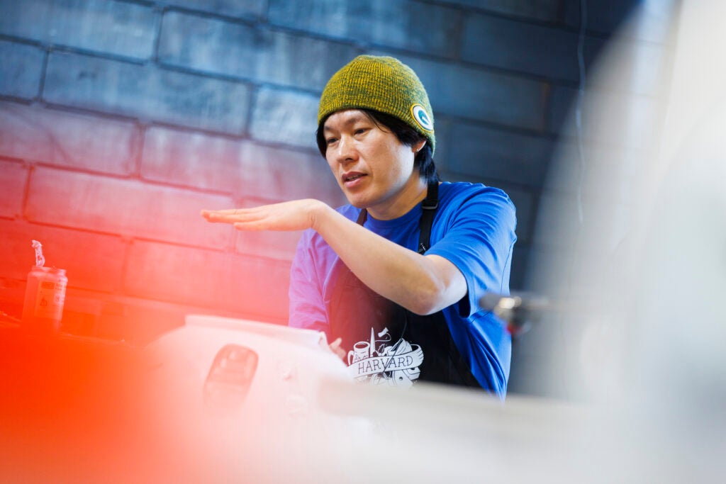 Artist Yeonsoo Kim during a workshop