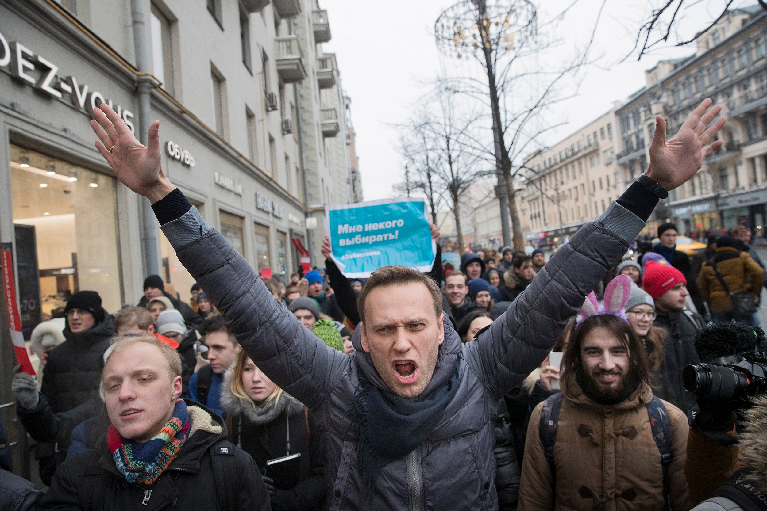 Alexei Navalny during a 2018 rally in Moscow.