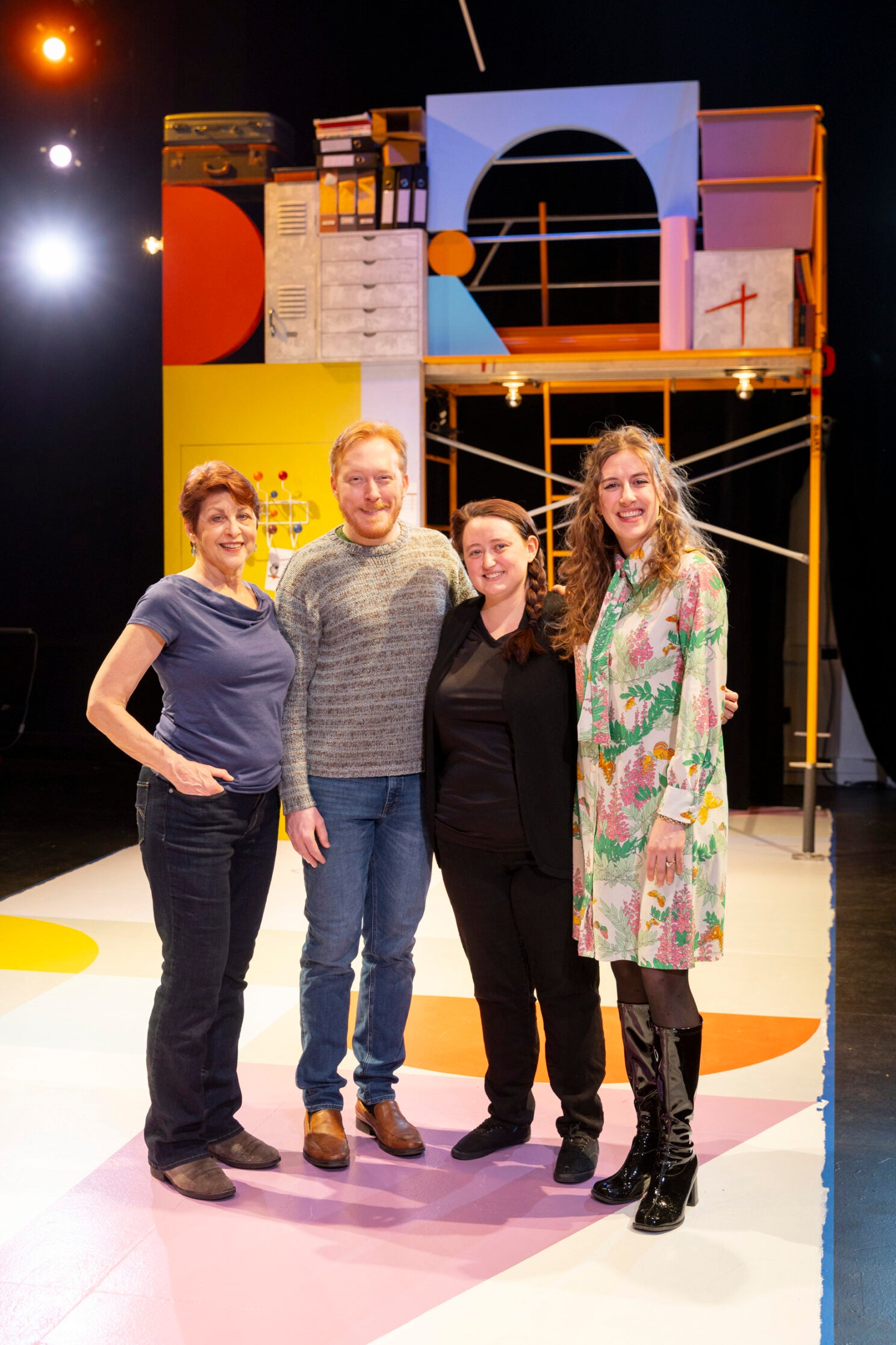 Stephanie Clayman (from left), Matthew Zahnzinger, Elaine Mangelinkx, and Cassie Chapados pose for a photo on the Beyond Words stage.