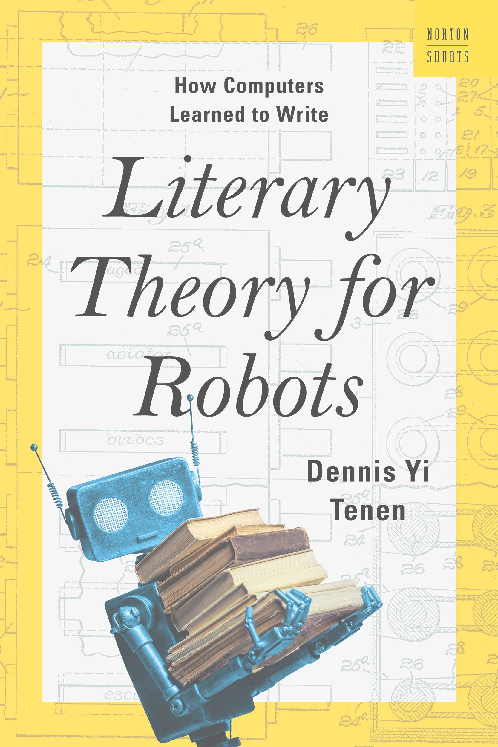 Cover of book with a robot computer carrying a stack of books.