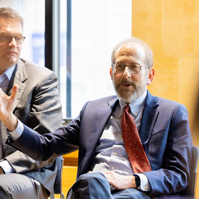 Alan Garber speaking with Herchel Smith Scholars at Emmanuel College, Cambridge