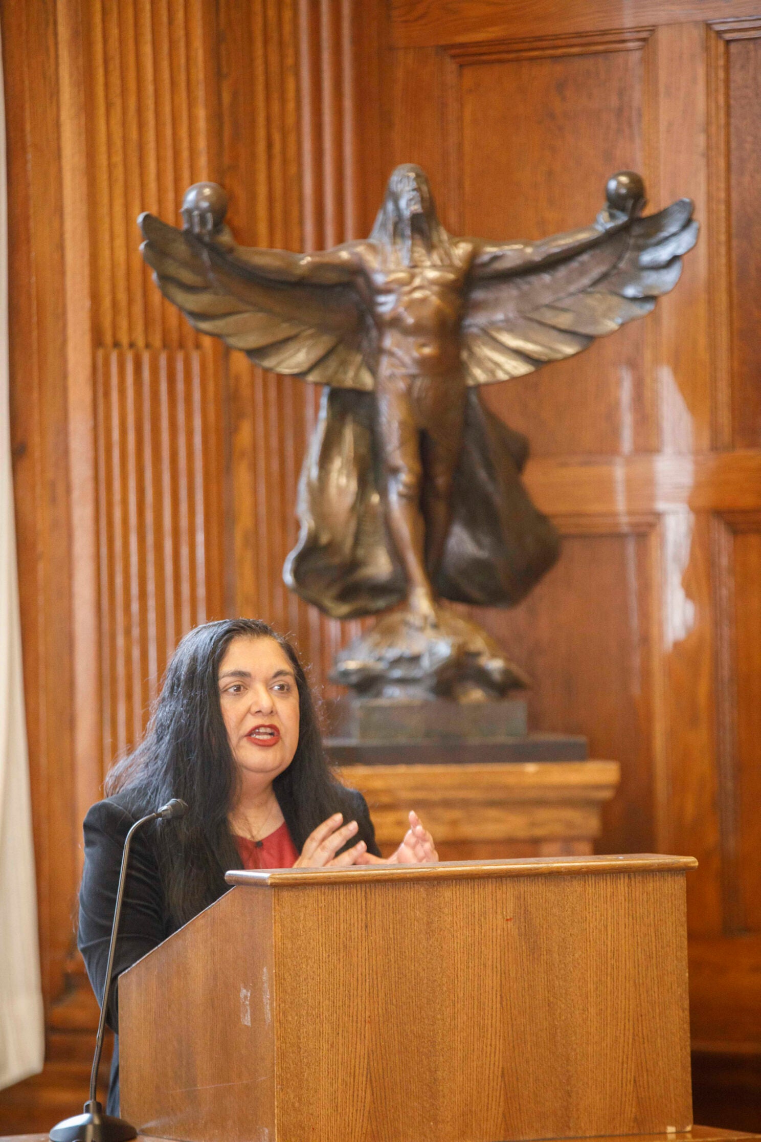 Panelist Manisha Sinha, Univ. of Connecticut at the podium.