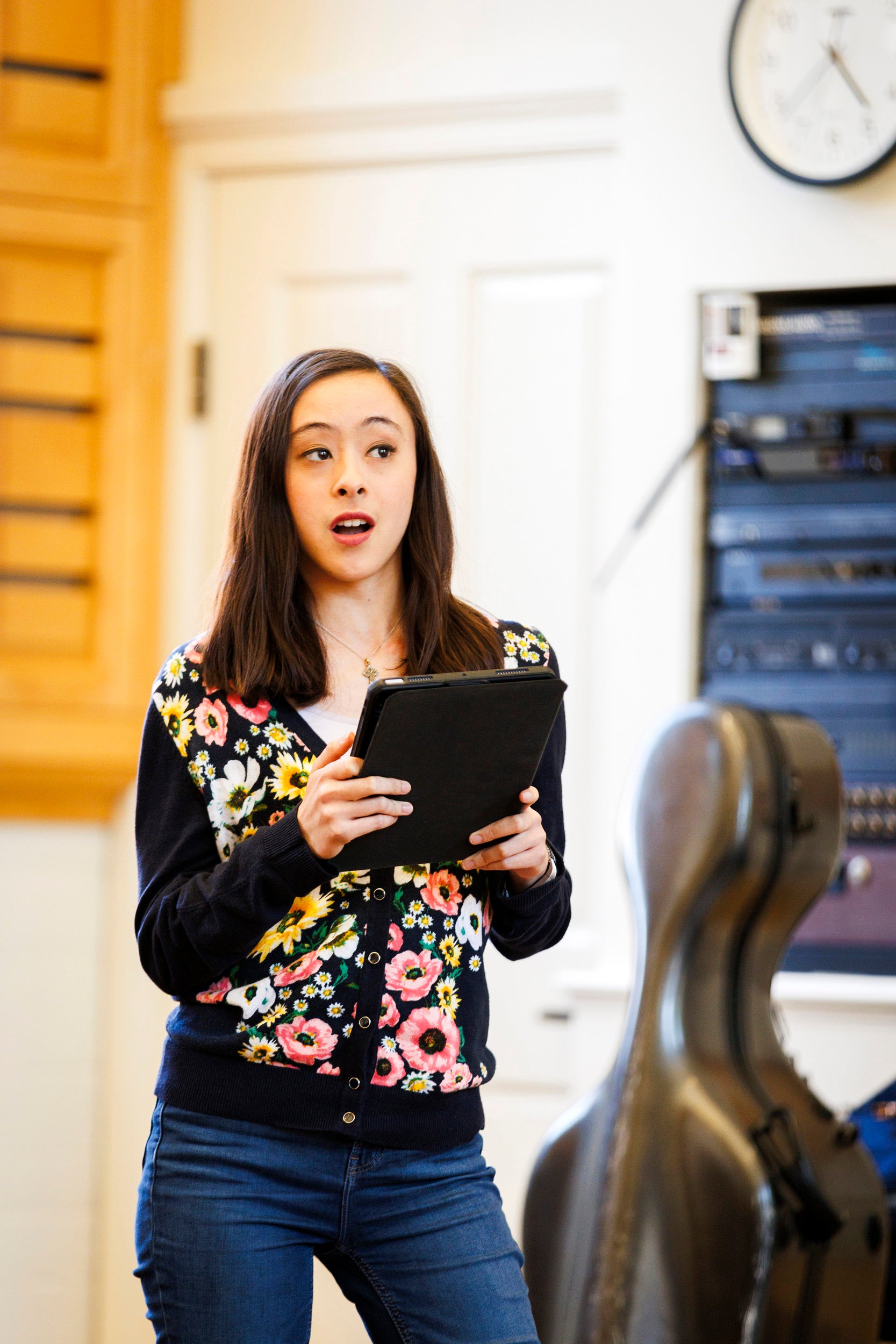 Olympia Hatzilambrou ’24 (pictured) sings during an opera workshop.