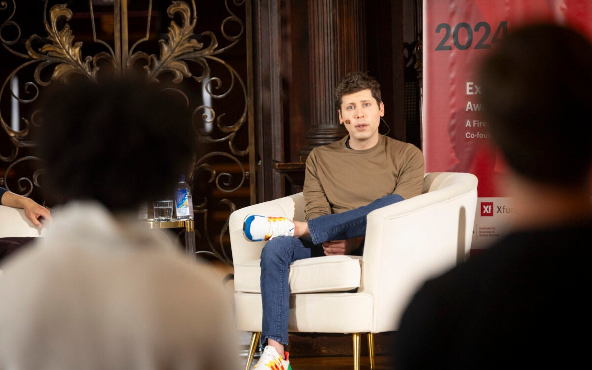 Sam Altman (pictured) speaking to students