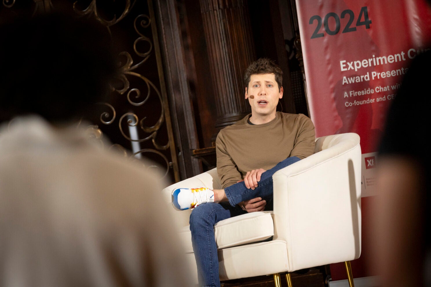 Sam Altman (pictured) speaking to students.