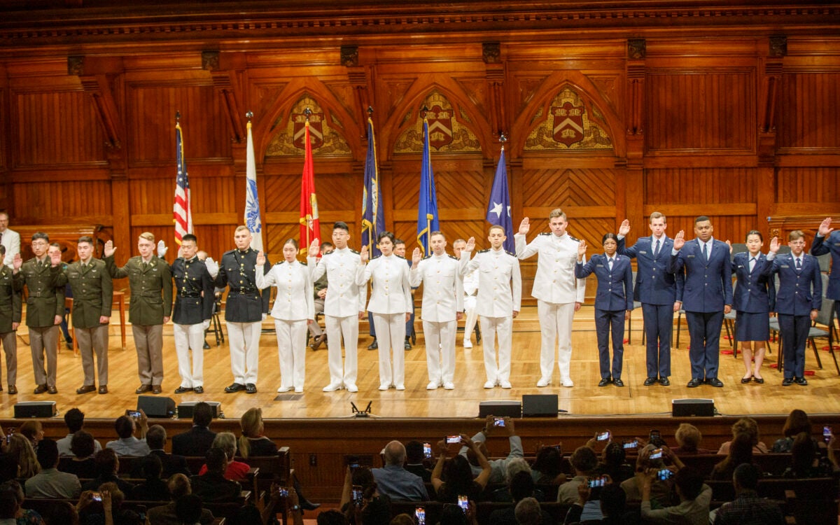 The ROTC Commissioning Ceremony at Sanders Theatre.