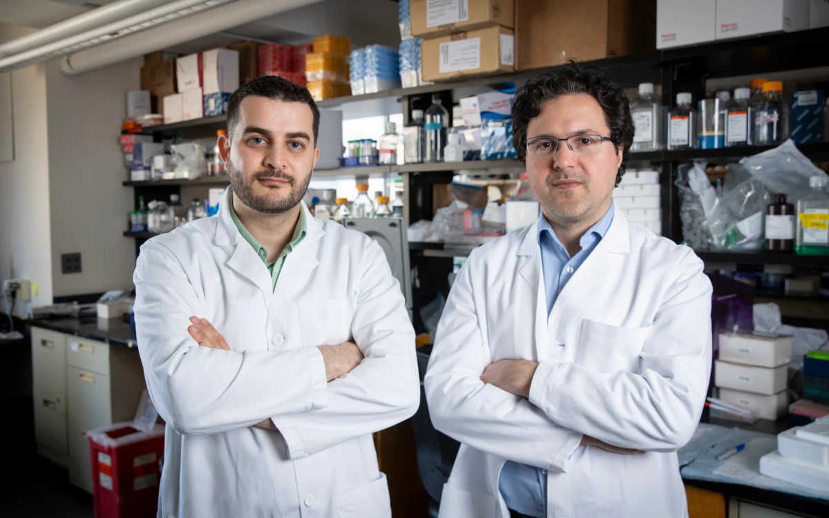 Taha Rakhshandehroo and Mohammad Rashidian in their lab space.