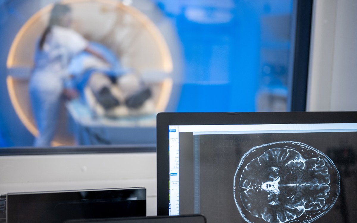 Patient being prepared for scans.