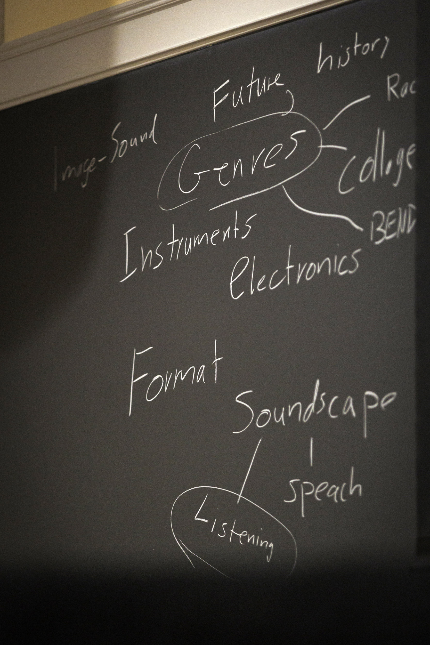 A detail of the chalkboard in the Music Building. 