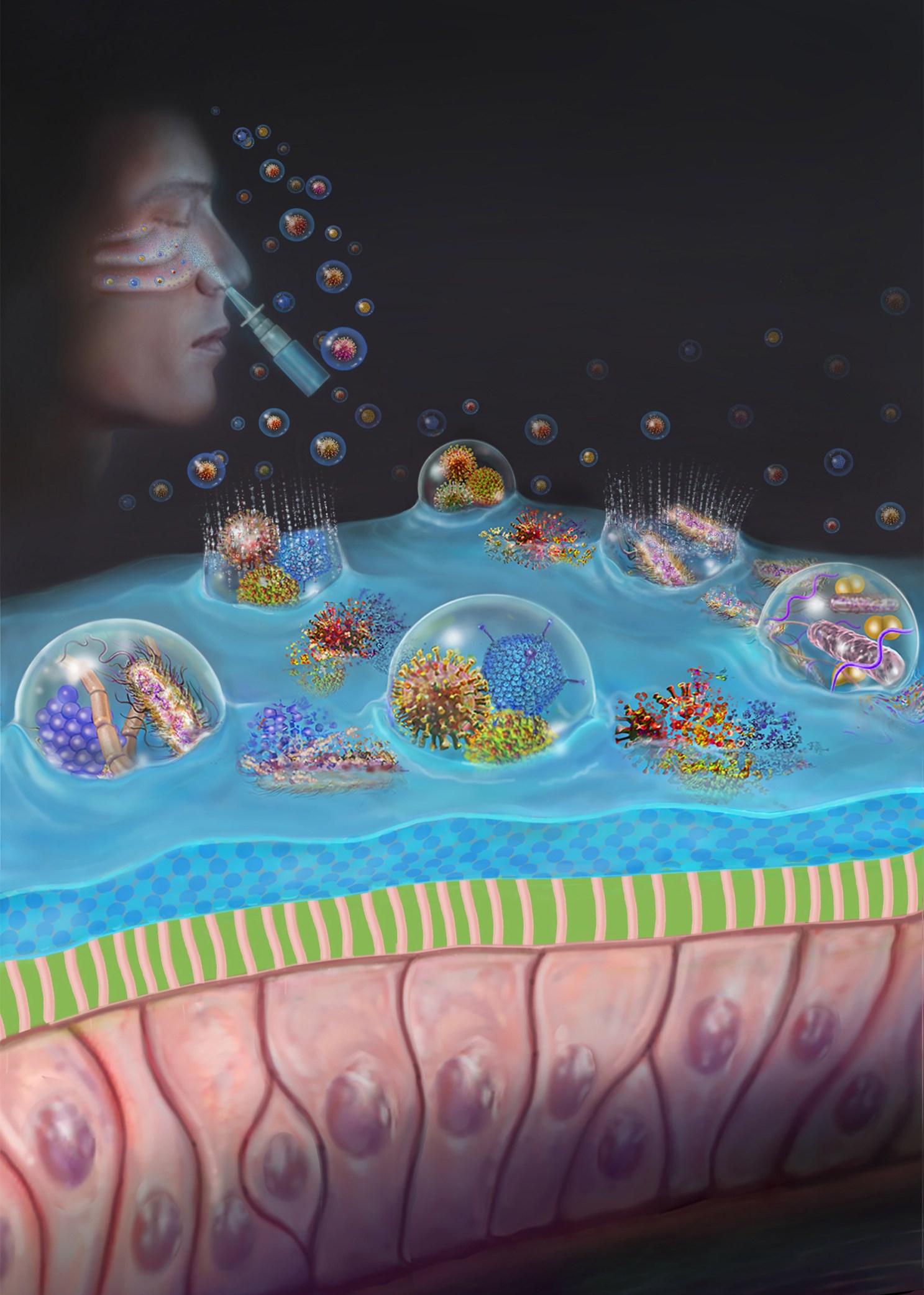 Illustration of how the nasal spray works.