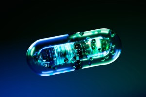 Artificial Intelligence illustrated in a pill capsule.