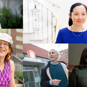 Collage of Harvard faculty members who offered advice to new students.