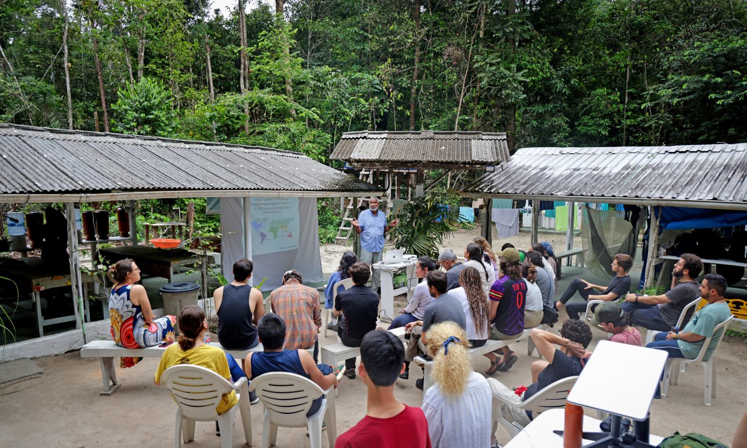 As a first-time immersion program participant, Professor Scott Edwards lectures at Camp 41.