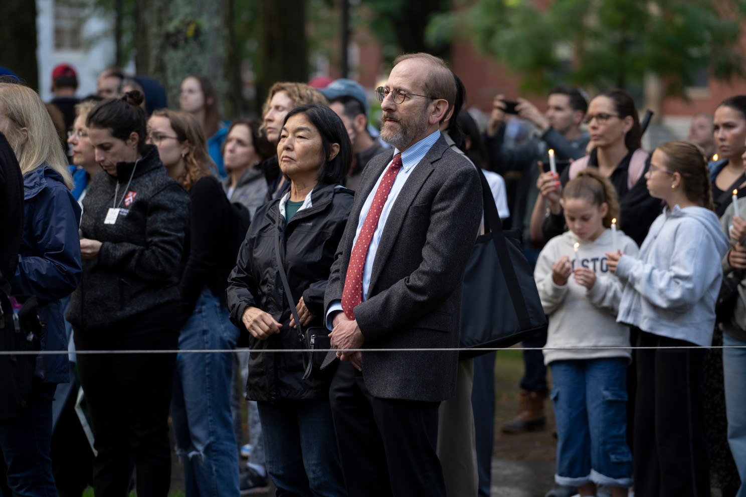 Harvard President Alan Garber among those attending the vigil.