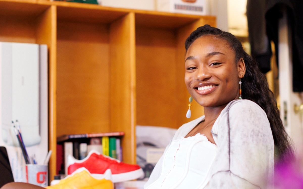 Gabby Anderson at her desk.