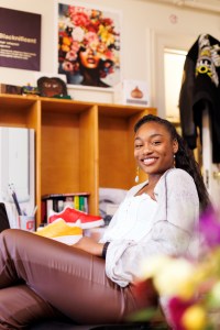 Gabby Anderson at her desk.