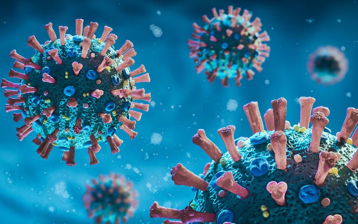 Microscopic real 3D model of the corona virus COVID-19.