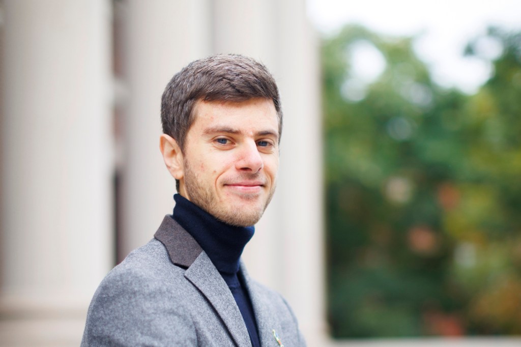 Bohdan Tokarskyi stands outside