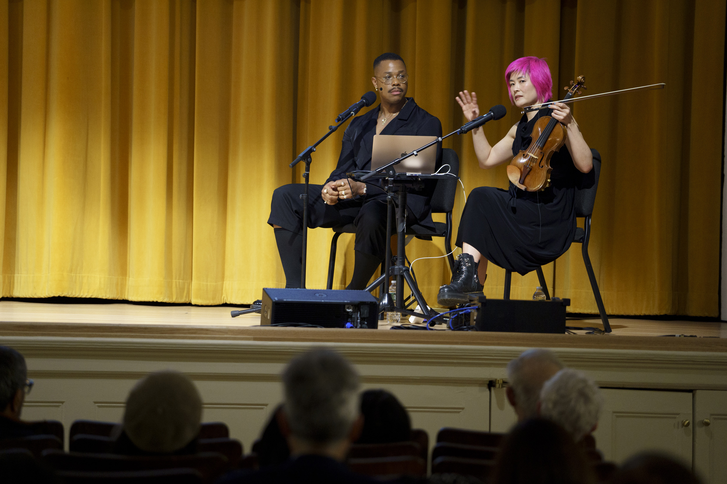 Opera singer Davóne Tines, and violinist Jennifer Koh.