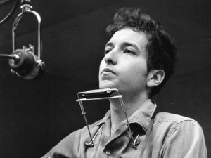 Bob Dylan in 1961 recording his first album.