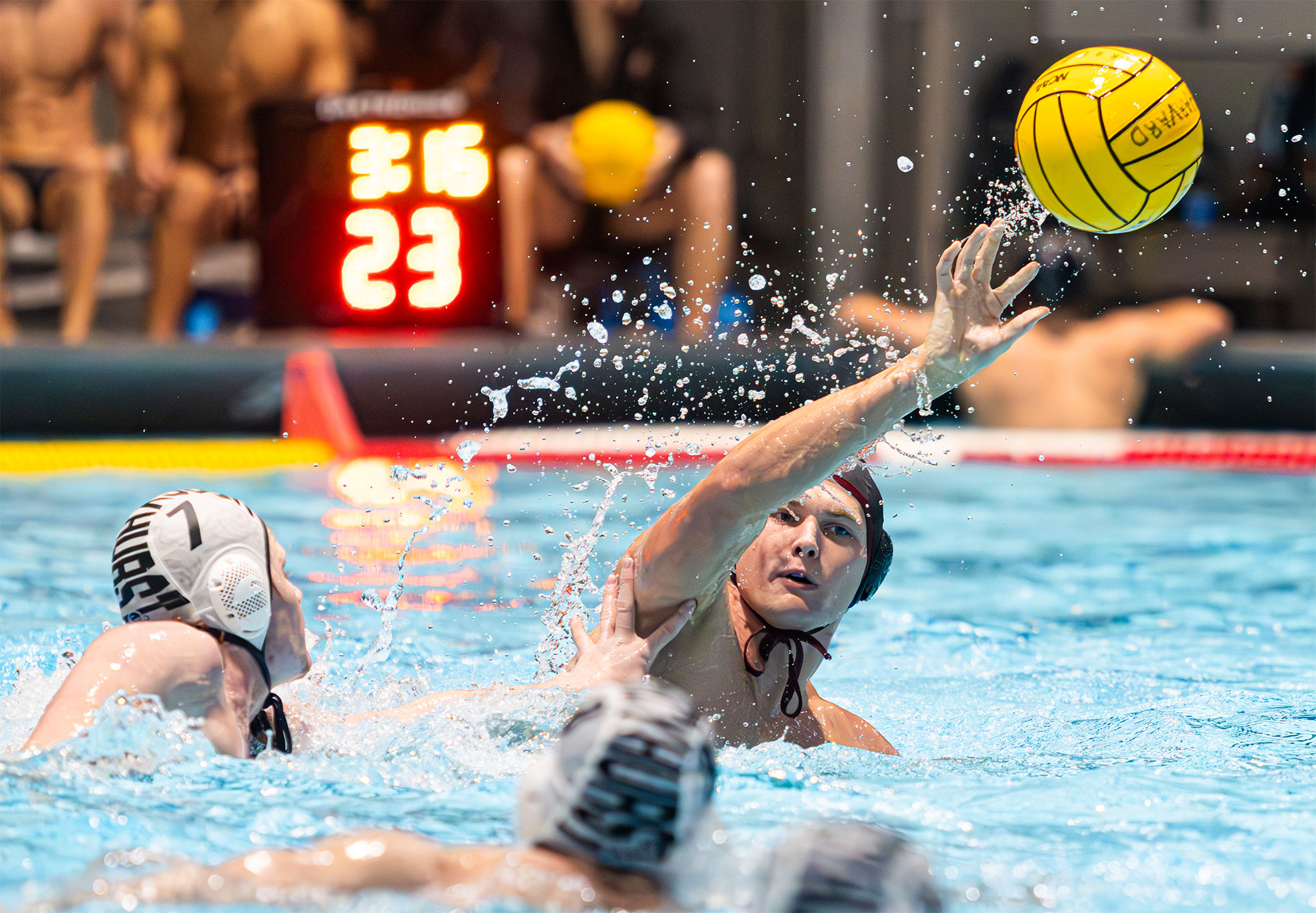 Bradford Dickson playing on the Harvard water polo team.