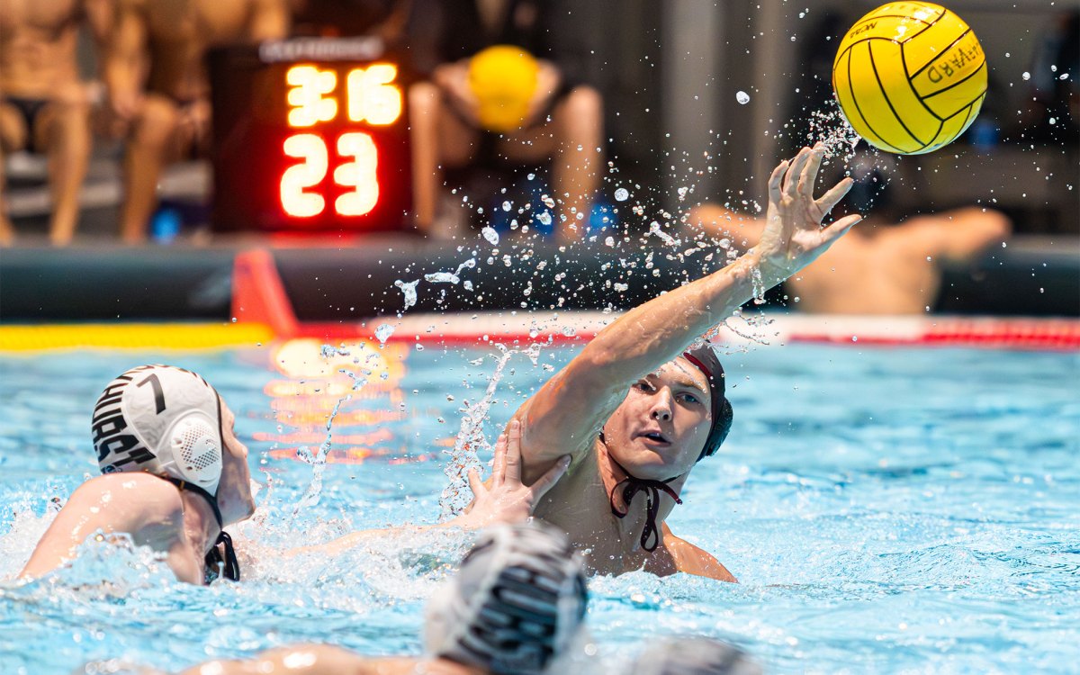 Bradford Dickson during a water polo game at Harvard.