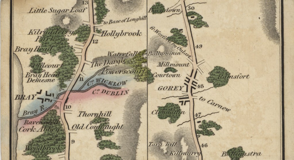 Map of a route from Dublin to Wexford.