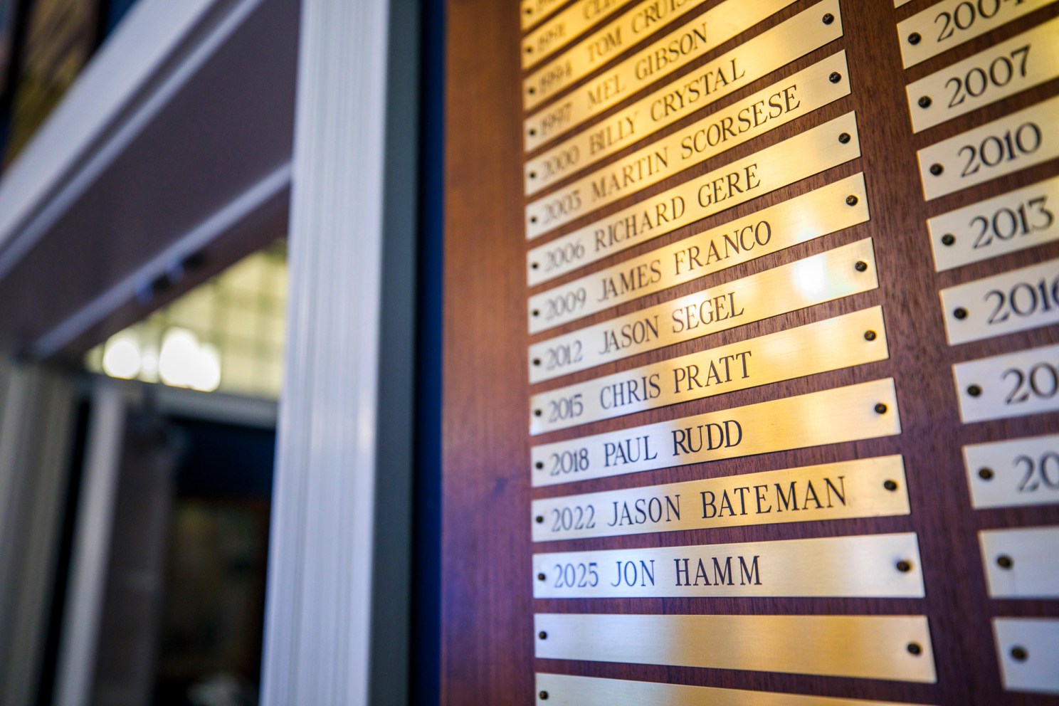 Placard of the names of Hasty Pudding Men of the Year.